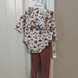 Daisy Fuentes Floral Kids Matching Set - White and Brown